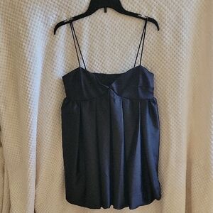 H&M Chic Black Mini Dress With Bubble Hem, Spaghetti Straps